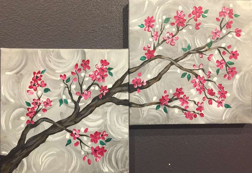 Cherry Blossom Branch Painting at PaintingValley.com | Explore ...