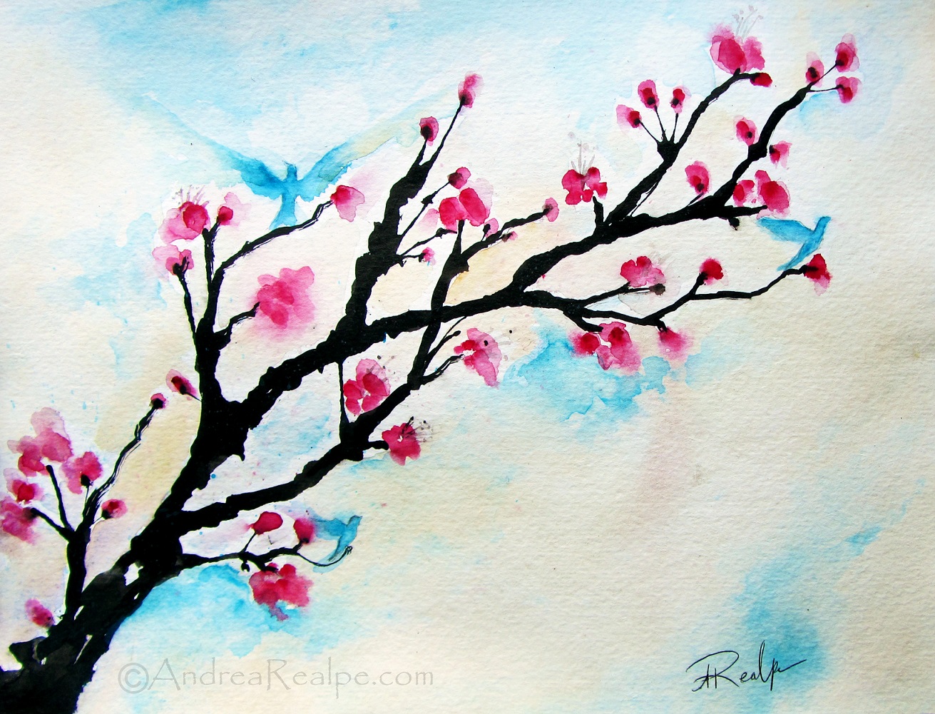 1311x1001 Cherry Blossom Branch Angy Paints - Cherry Blossom Branch Painting