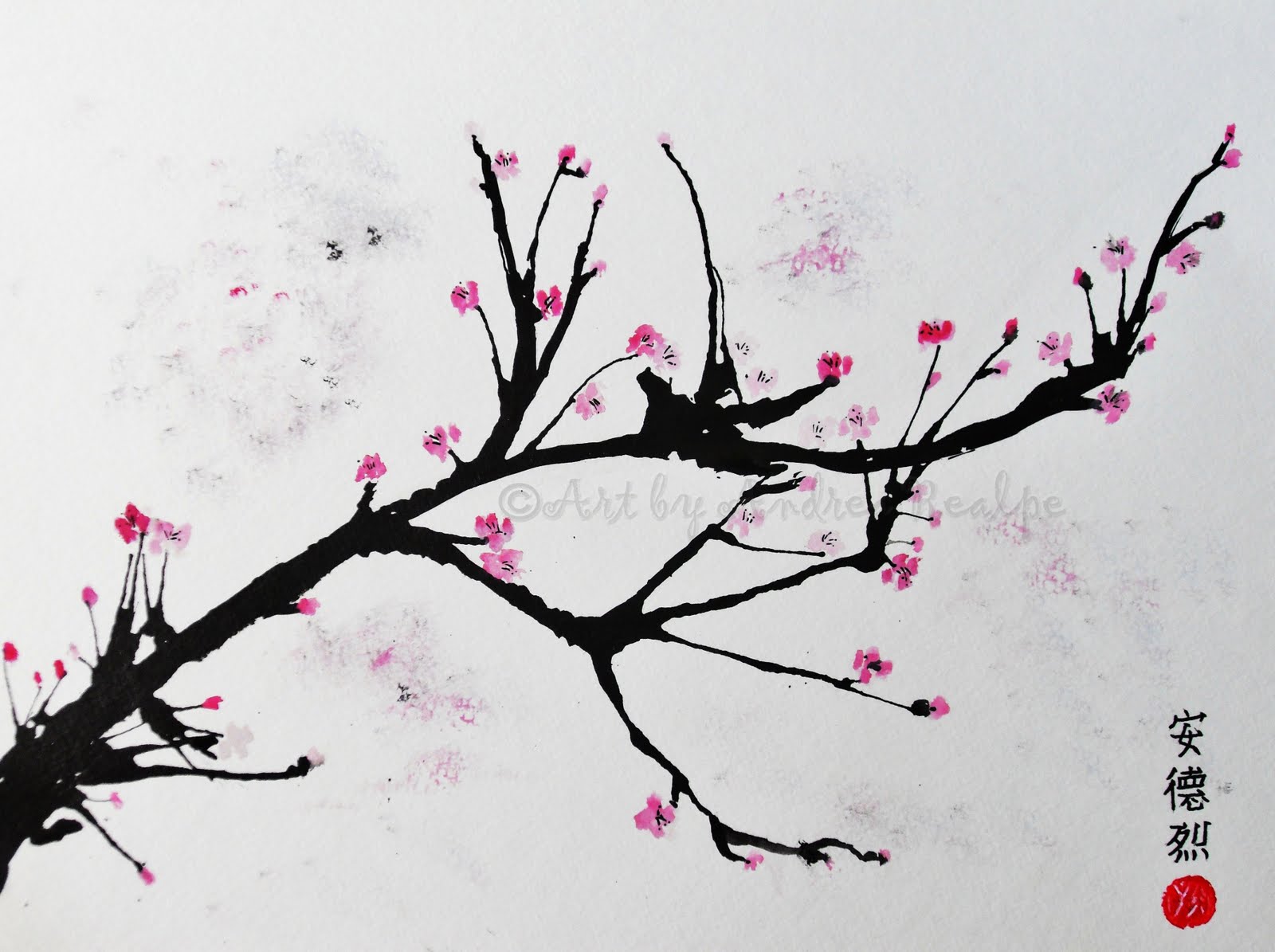 1600x1195 Andrea Realpe Cherry Blossom Painting - Cherry Blossom Branch Painting