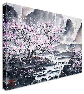 269x300 Large Abstract Japanese Painting Cherry Blossom Canvas Wall Art - Cherry Blossom Canvas Painting