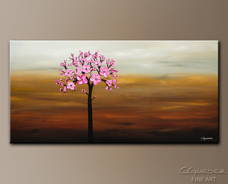 743x600 Poppy Flower Painting Cherry Blossom Flower And Tree Paintings - Cherry Blossom Canvas Painting