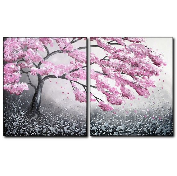 570x569 How To Paint Cherry Blossom Tree On Canvas - Cherry Blossom Canvas Painting
