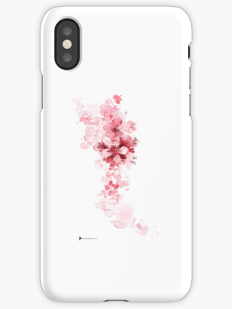 750x1000 Cherry Blossom Flowers Painting Watercolor Art Print Iphone Cases - Cherry Blossom Flower Painting