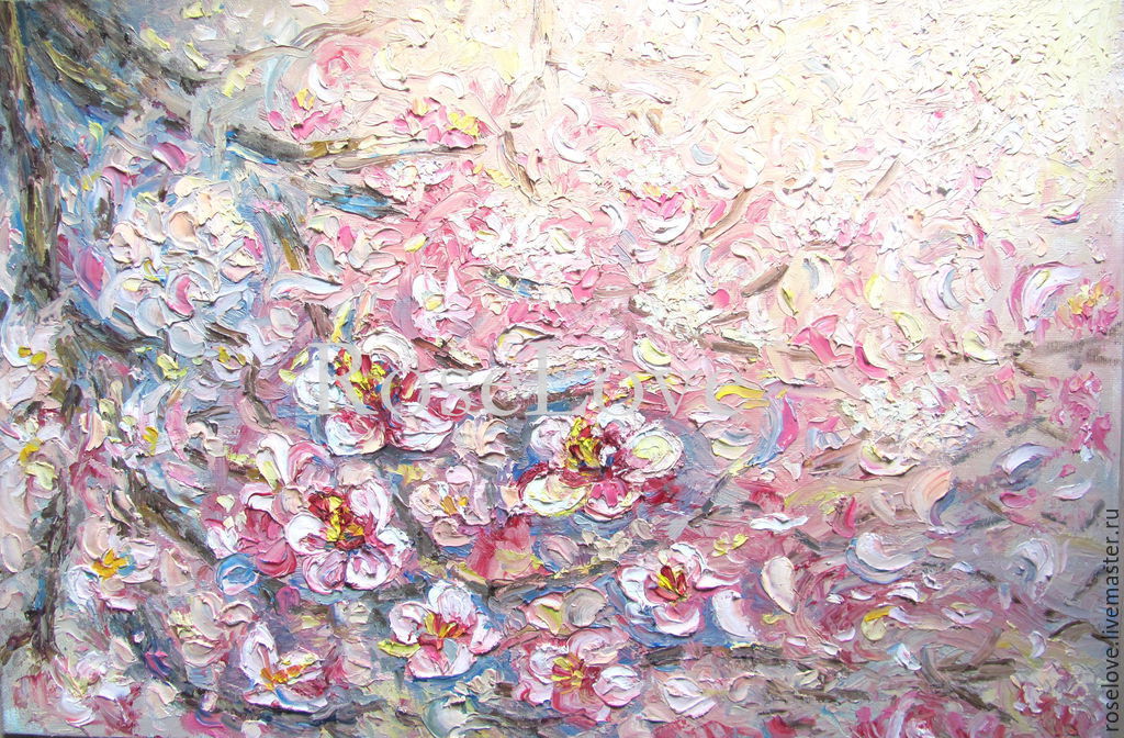 1024x672 Bulk Oil Paintingflying Cherry Blossoms Shopline - Cherry Blossom Flower Painting