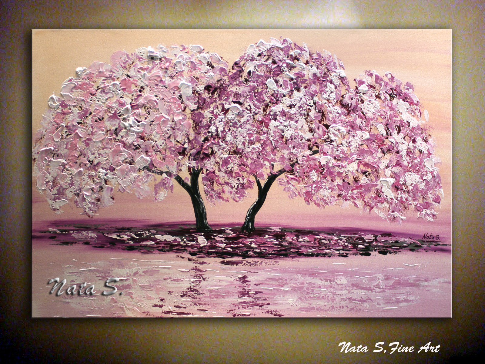1600x1200 Paintings For Sale Original Contemporary Pink Cherry Blossom - Cherry Blossom Painting