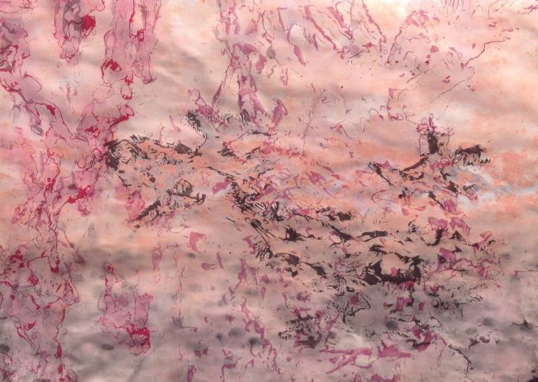 770x547 Saatchi Art Japanese Cherry Blossom Painting By Ulrich Wedel - Cherry Blossom Painting