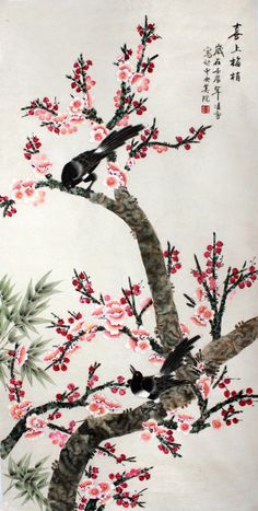 236x467 Cherry Blossom Paintings Original Chinese Painting Oriental Art - Cherry Blossom Tree Ink Painting