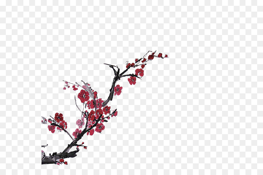 900x600 Ink Wash Painting Chinese Painting Chinoiserie - Cherry Blossom Tree Ink Painting