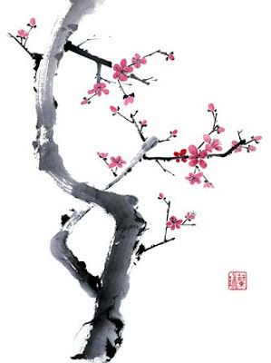 Cherry Blossom Tree Ink Painting at PaintingValley.com | Explore ...