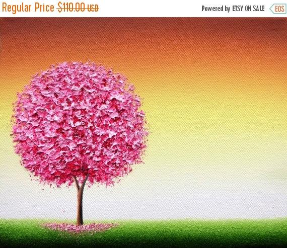 570x493 Cherry Blossom Tree Painting, Original Oil Painting, Textured - Cherry Blossom Tree Painting