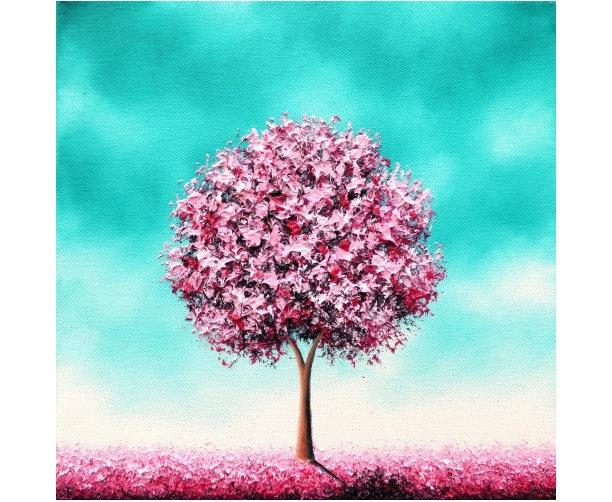 612x502 Original Oil Painting, Cherry Blossom Tree Painting, Pink Tree - Cherry Blossom Tree Painting