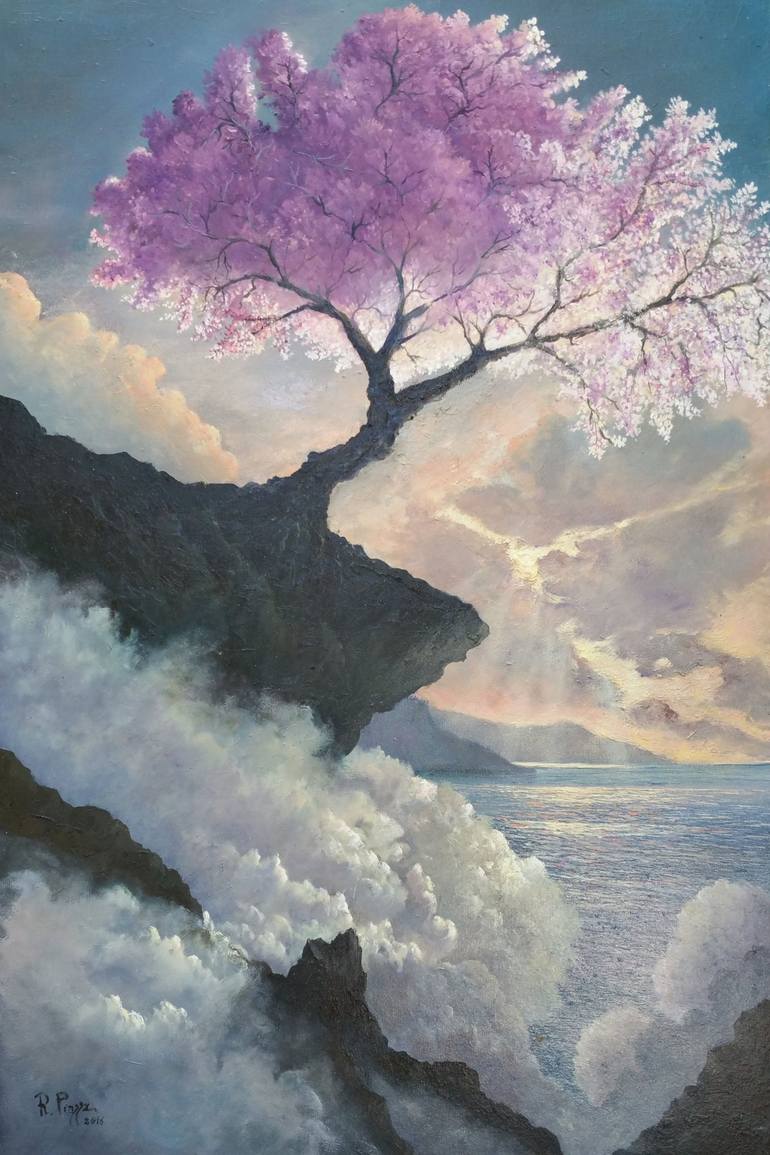770x1155 Saatchi Art The Cherry Blossom Tree Painting By Rosario Piazza - Cherry Blossom Tree Painting