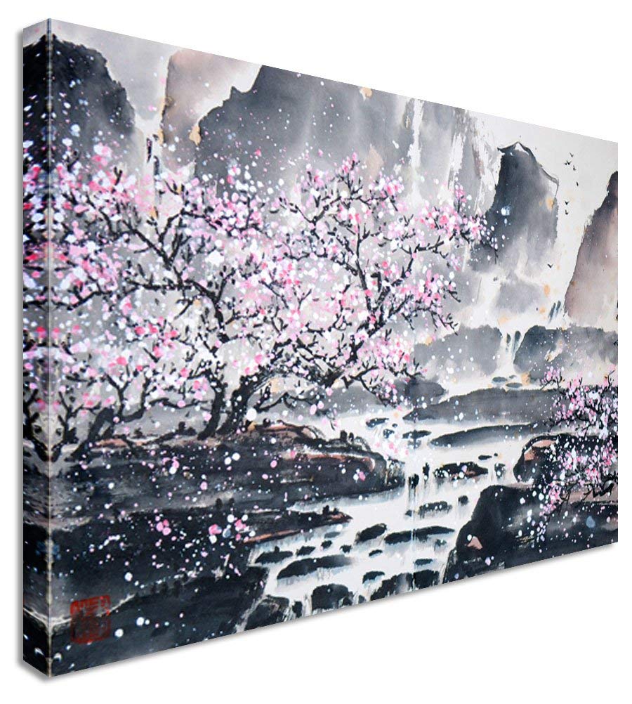 900x1002 Large Canvas Print Wall Art Cherry Blossom Tree Picture Set Of 3 - Cherry Blossom Tree Painting On Canvas