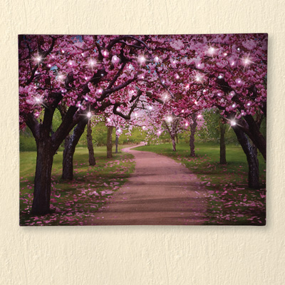 400x400 Lighted Cherry Blossom Trees Canvas From Collections Etc. - Cherry Blossom Tree Painting On Canvas