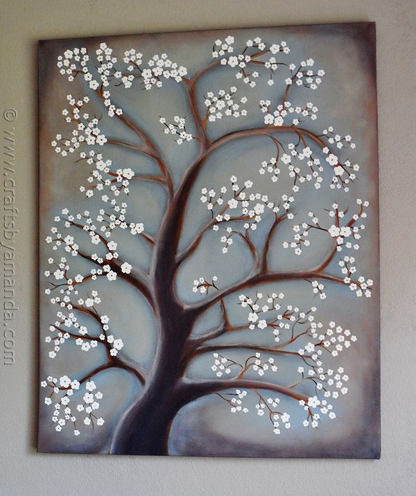 600x716 White Cherry Blossom Tree Painting - Cherry Blossom Tree Painting On Canvas