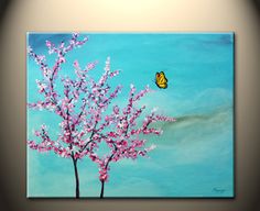 236x192 Morning Cherry Blossom Treepink Treemisty By Maggyart On Etsy - Cherry Blossom Tree Painting On Canvas