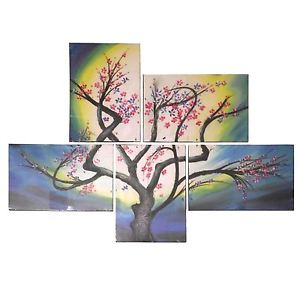 300x300 5 Piece Spring Blossom Tree Hand Painted Canvas - Cherry Blossom Tree Painting On Canvas