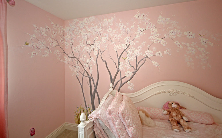 775x483 Cherry Blossom Tree In Emma's Room - Cherry Blossom Tree Painting On Wall