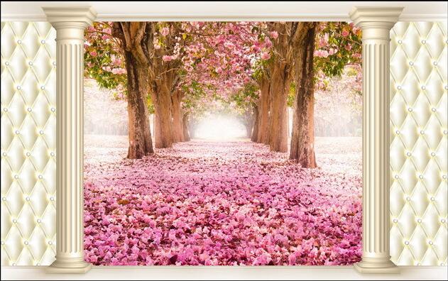 631x396 3d Wallpaper Custom Mural Non Woven Wall Stickers Tv Setting Dream - Cherry Blossom Tree Painting On Wall