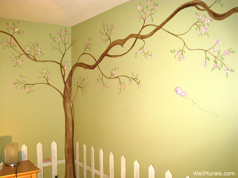 800x600 Tree Wall Murals - Cherry Blossom Tree Painting On Wall