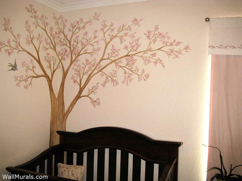 800x600 Tree Wall Murals - Cherry Blossom Tree Painting On Wall