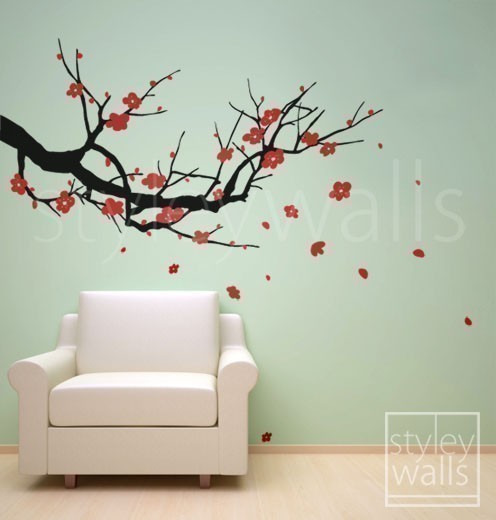 Cherry Blossom Tree Painting On Wall at PaintingValley.com | Explore ...