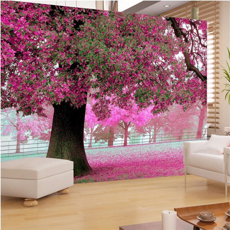800x800 Photo Wall Paper For Living Room Tv Setting Room Sofa Warm - Cherry Blossom Tree Painting On Wall