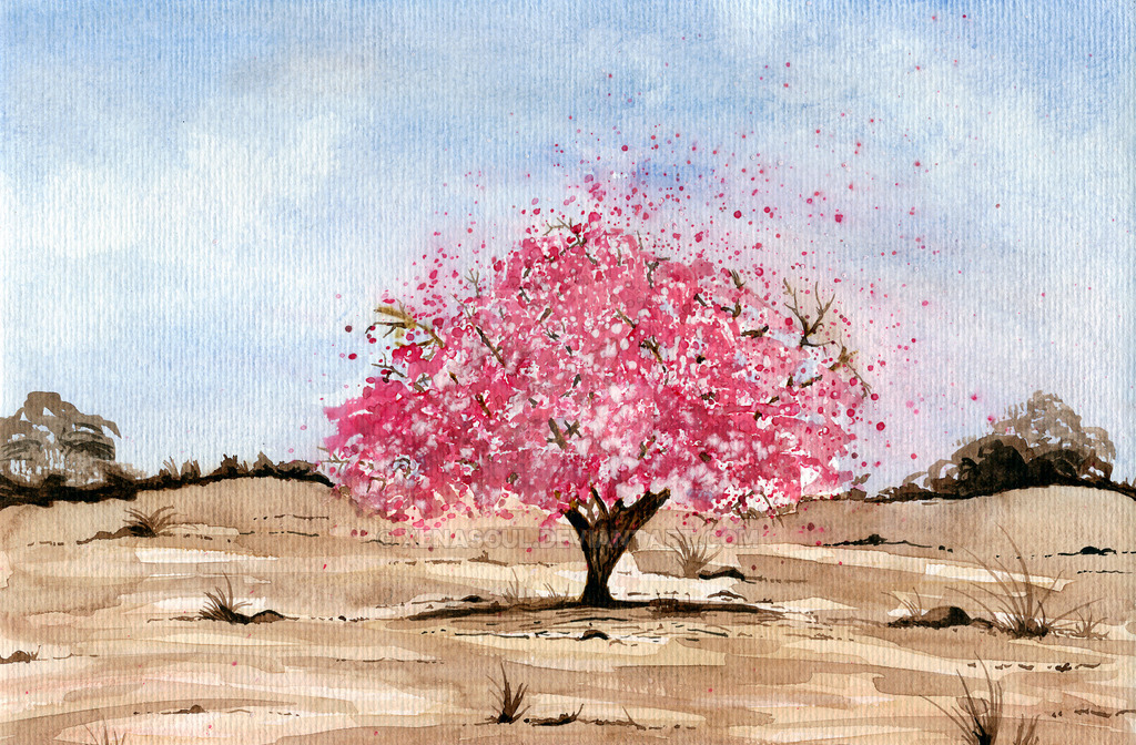 Cherry Blossom Tree Watercolor Painting at PaintingValley.com | Explore ...