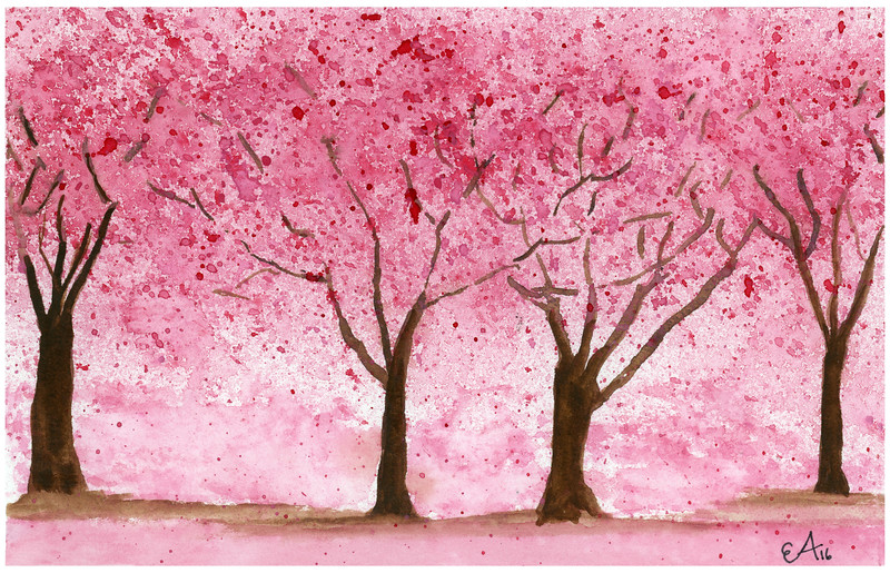 800x515 Second - Cherry Blossom Tree Watercolor Painting
