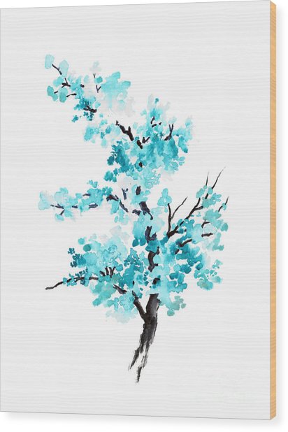 412x618 Blue Cherry Blossom Tree Watercolor Painting Painting By Joanna - Cherry Blossom Tree Watercolor Painting