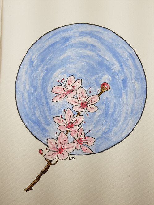 498x664 Cherry Blossom Watercolour Painting - Cherry Blossom Watercolor Painting