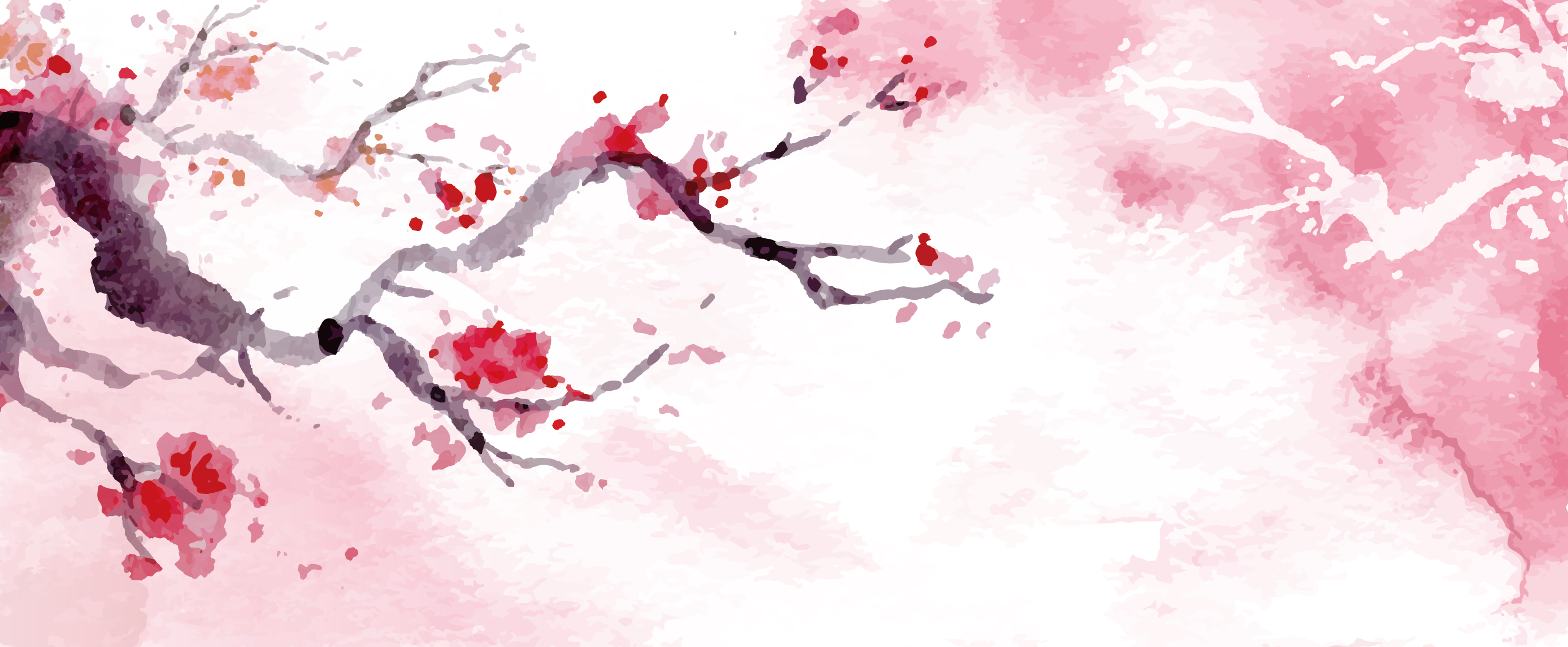 2775x1146 Download Cherry Blossom Watercolor Painting - Cherry Blossom Watercolor Painting