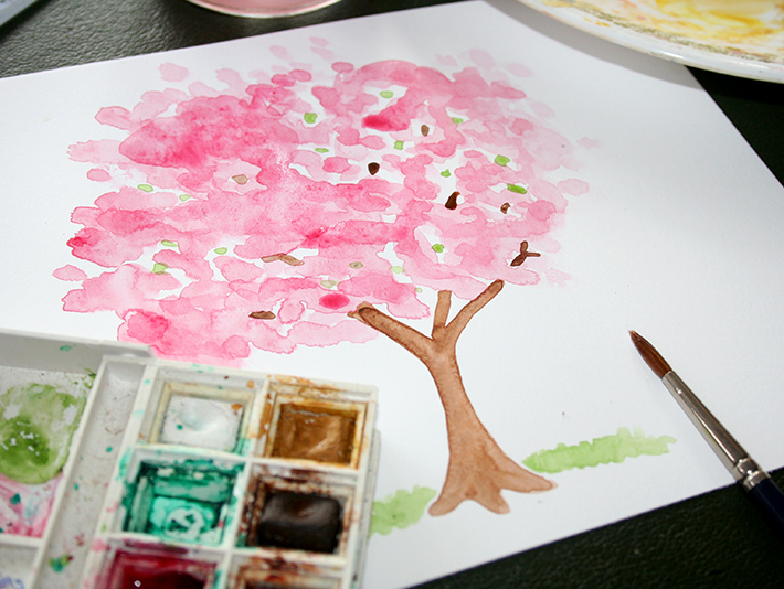 Cherry Blossom Watercolor Painting at PaintingValley.com | Explore ...