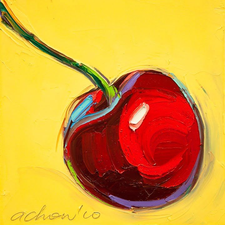 720x720 The Art Of Allan Chow Original Painting Cherries 12x12 Modern - Cherry Painting