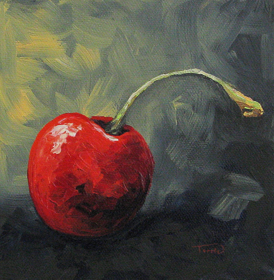 880x900 The Lone Cherry Painting By Torrie Smiley - Cherry Painting