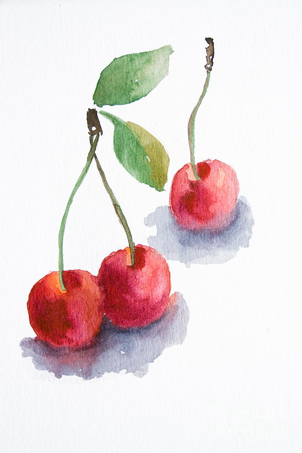 600x900 Watercolor Cherry Painting By Regina Jershova - Cherry Painting