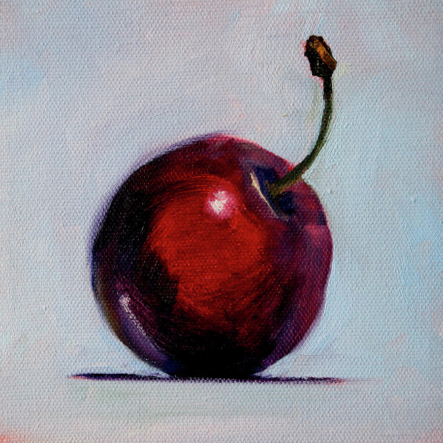 900x900 Black Cherry Painting By Nancy Merkle - Cherry Painting