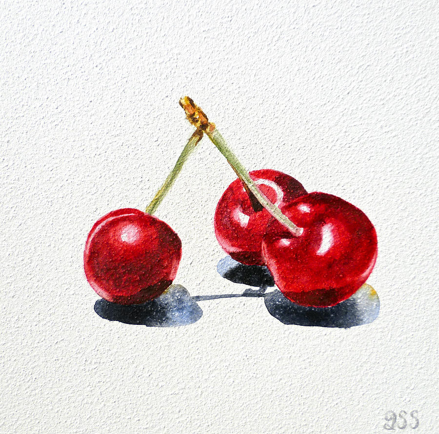 900x891 Cherries Painting By Irina Sztukowski - Cherry Painting
