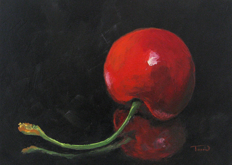 900x640 Cherry On Black Painting By Torrie Smiley - Cherry Painting