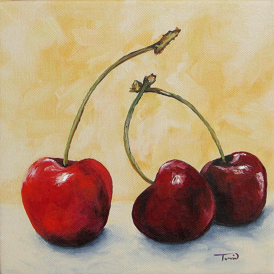 900x900 Cherry Trio Painting By Torrie Smiley - Cherry Painting