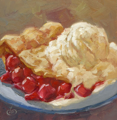 392x400 Tom Brown Fine Art Cherry Pie A La Mode, Daily Painting (Click - Cherry Pie Painting