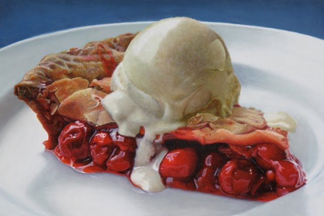 640x427 Big Cherry Pie A La Mode By Elliez1 - Cherry Pie Painting