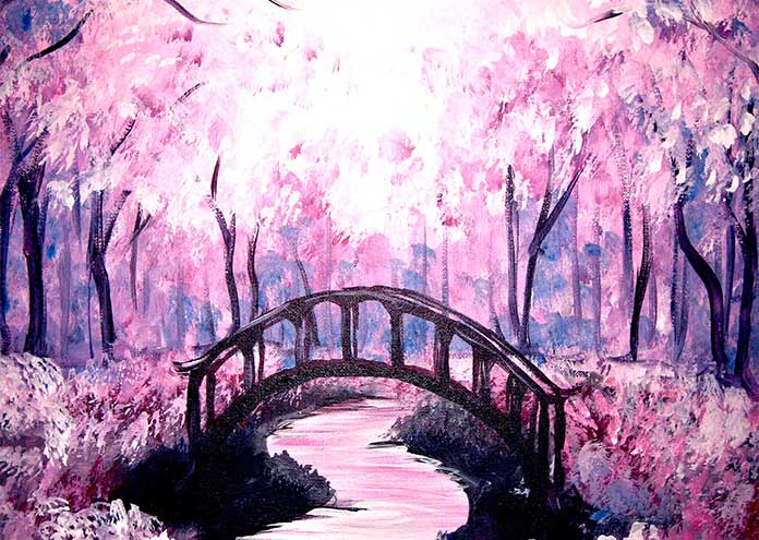 696x495 Paint Nite Under The Cherry - Cherry Tree Painting