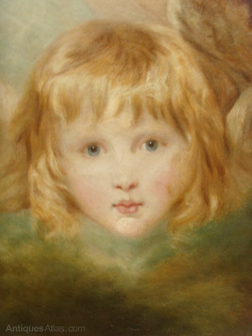 500x667 Antiques Atlas - Cherub Angel Painting