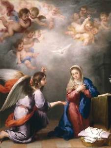 226x300 Painting Mary Anunciacion Cherub Angel Relgion Christian Art Print - Cherub Angel Painting