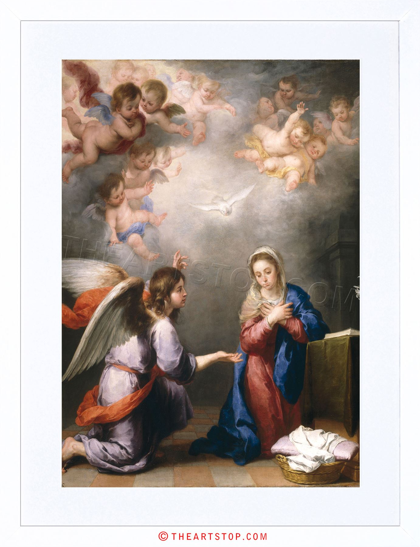 1382x1800 Painting Mary Anunciacion Cherub Angel Relgion Christian Framed - Cherub Angel Painting