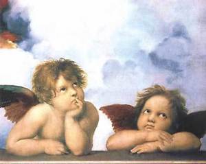 300x239 Art Poster~little Angels In Heaven By Raphael Raffaello Sanzio - Cherub Angel Painting