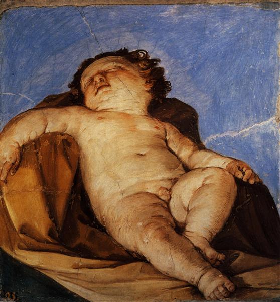 558x600 Cherub Sleeps, 1627 - Cherub Painting