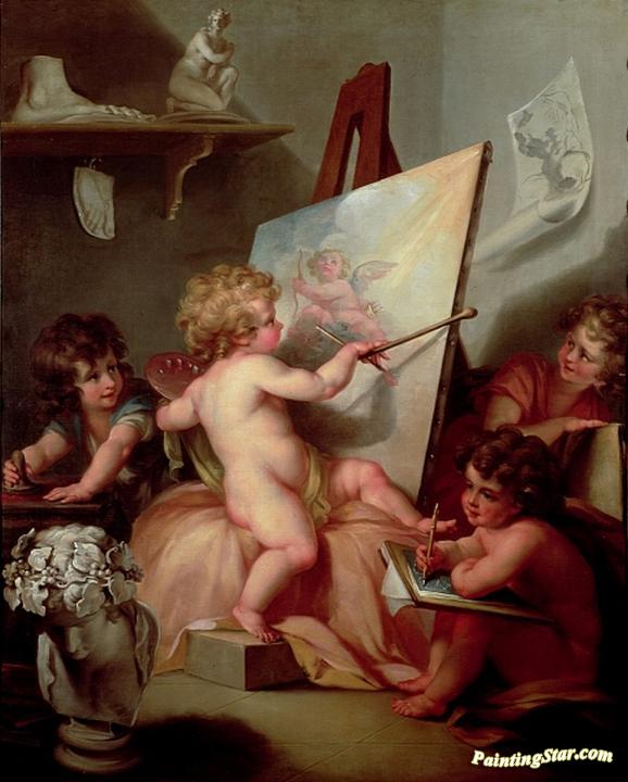 578x720 Cherubs Painting Artwork By Angelica Kauffmann Oil Painting Amp Art - Cherub Painting