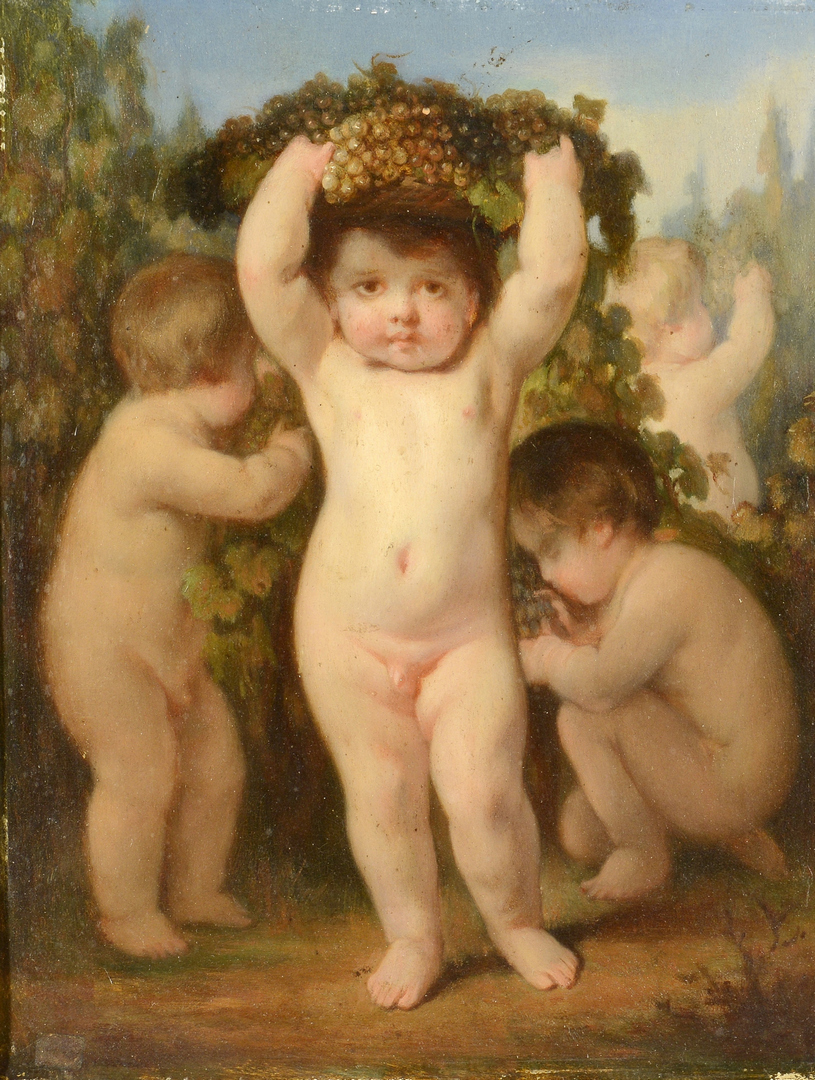 815x1080 Lot 3088107 Pr. Of Oil Paintings Of Putti, Signed Brun - Cherub Painting